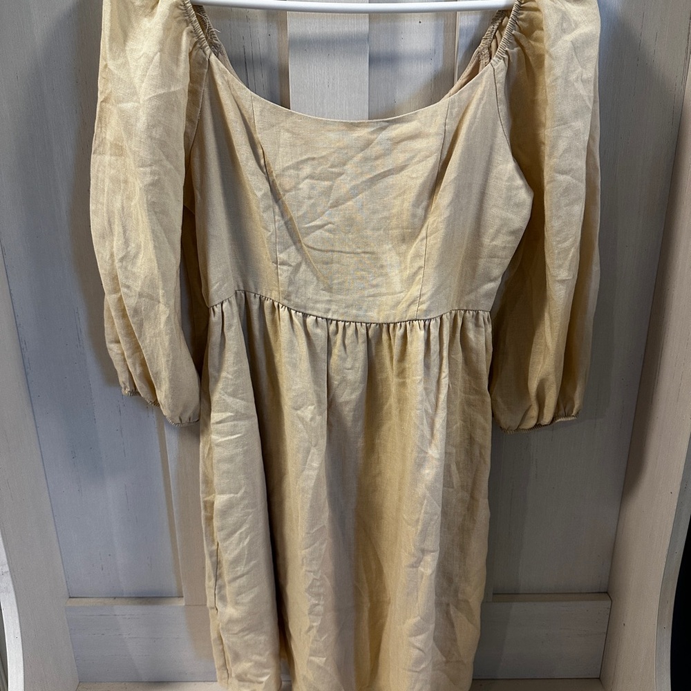 Every Tan 3/4 Sleeve Babydoll Dress